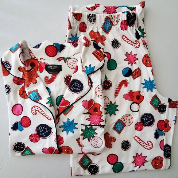 kate spade Other - NWOT Kate Spade "Holiday Cookies" Soft Christmas Pajama 2-pc Set Sz L Pyjamacore